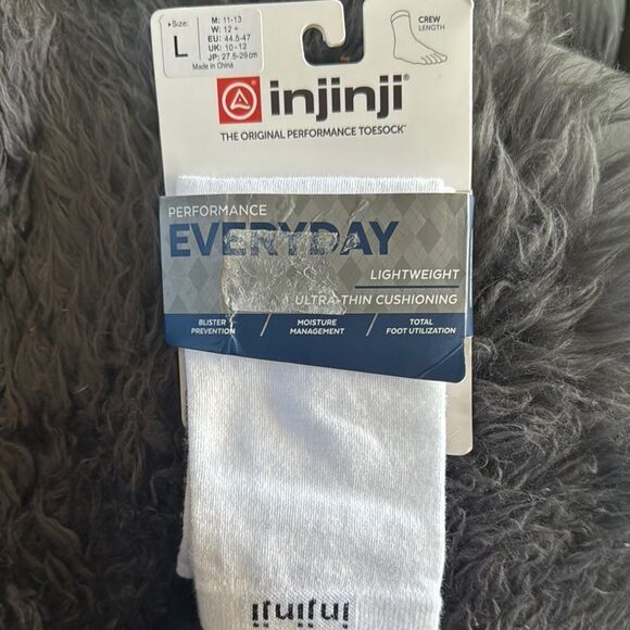 Injinji White Performance Everyday Lightweight Crew Toe Socks - Picture 1 of 3